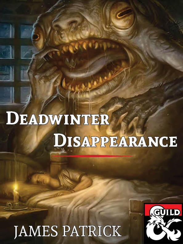Deadwinter Disappearance Cover A book cover for "Deadwinter Disappearance" features a hideous monster lurking over a child asleep in bed.